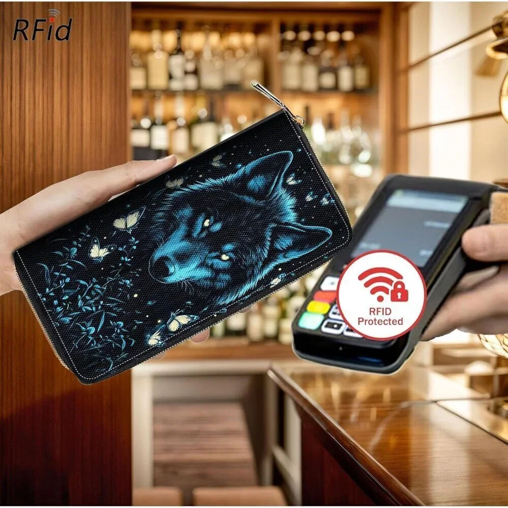Women's Leather Wallet RFID Blocking Large Capacity Credit Card Holder Purse